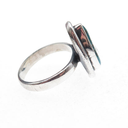 Old Pawn 925 Sterling Silver Vintage Southwestern Turquoise Tribal Ring Size 7.5