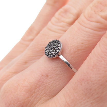 Chuck Clemency 925 Sterling Silver Real Round-Cut Black Diamond Ring Size 8.25