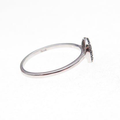 Chuck Clemency 925 Sterling Silver Real Round-Cut Black Diamond Ring Size 8.25