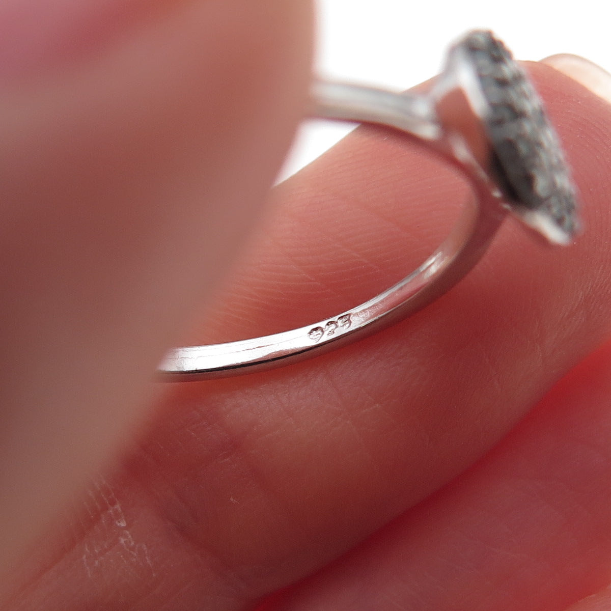 Chuck Clemency 925 Sterling Silver Real Round-Cut Black Diamond Ring Size 8.25