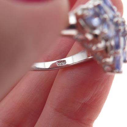 Chuck Clemency 925 Sterling Silver Real Multi-Cut Tanzanite Ring Size 8.25