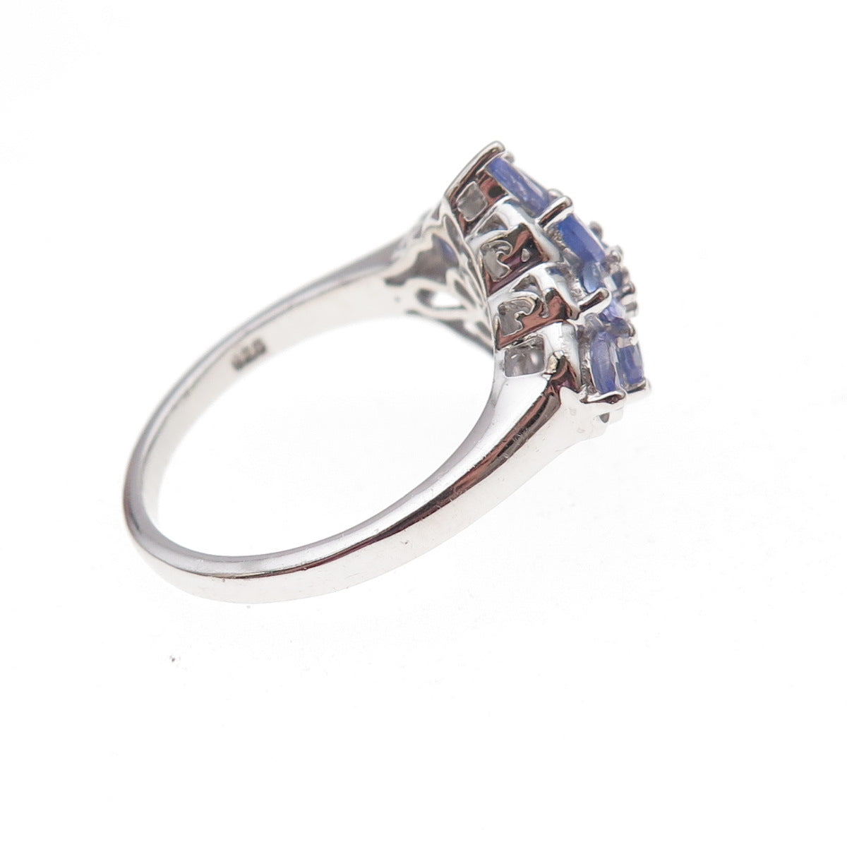 Chuck Clemency 925 Sterling Silver Real Multi-Cut Tanzanite Ring Size 8.25