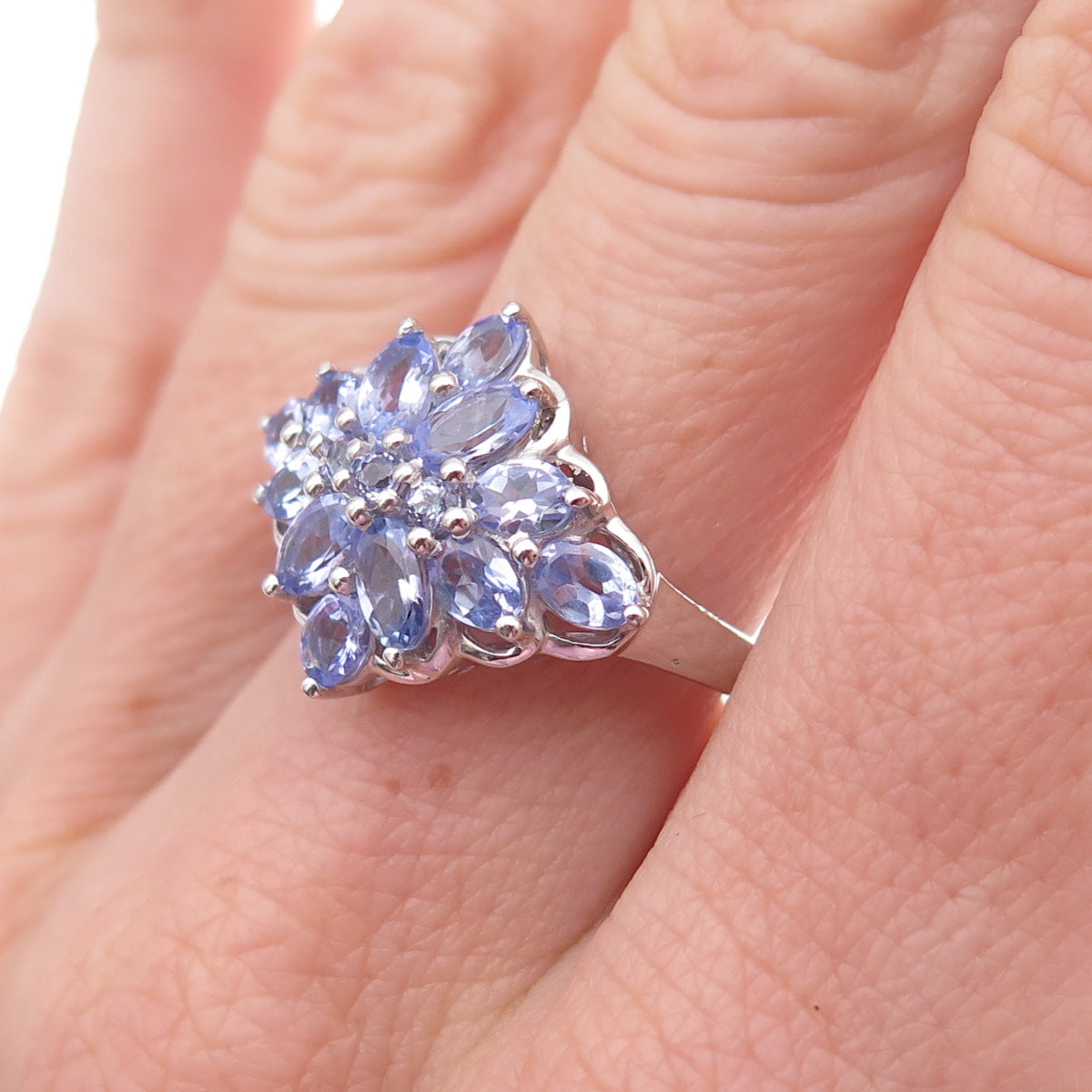 Chuck Clemency 925 Sterling Silver Real Multi-Cut Tanzanite Ring Size 8.25
