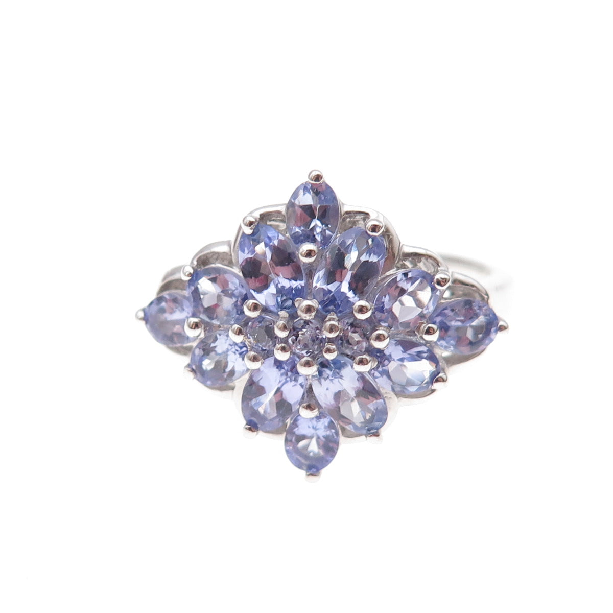 Chuck Clemency 925 Sterling Silver Real Multi-Cut Tanzanite Ring Size 8.25