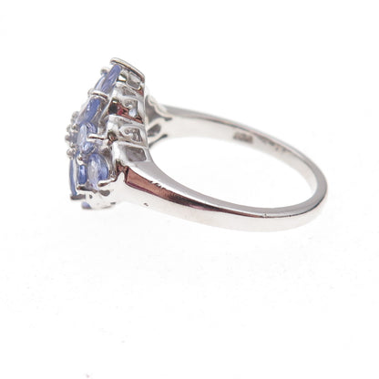 Chuck Clemency 925 Sterling Silver Real Multi-Cut Tanzanite Ring Size 8.25