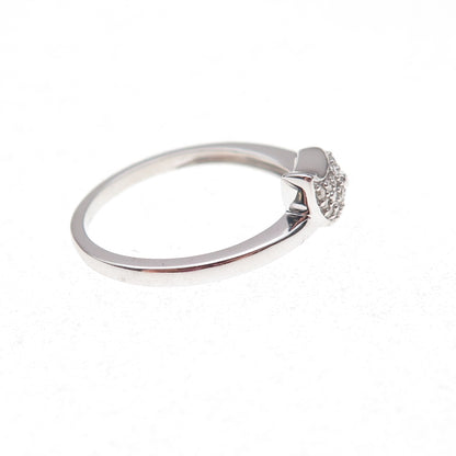 925 Sterling Silver Real Round-Cut Diamond Floral Leaf Ring Size 8