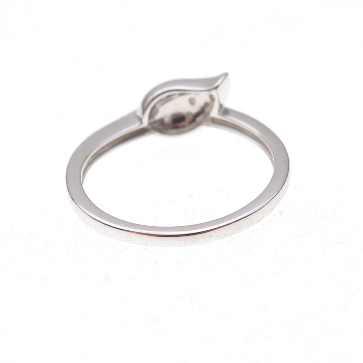 925 Sterling Silver Real Round-Cut Diamond Floral Leaf Ring Size 8
