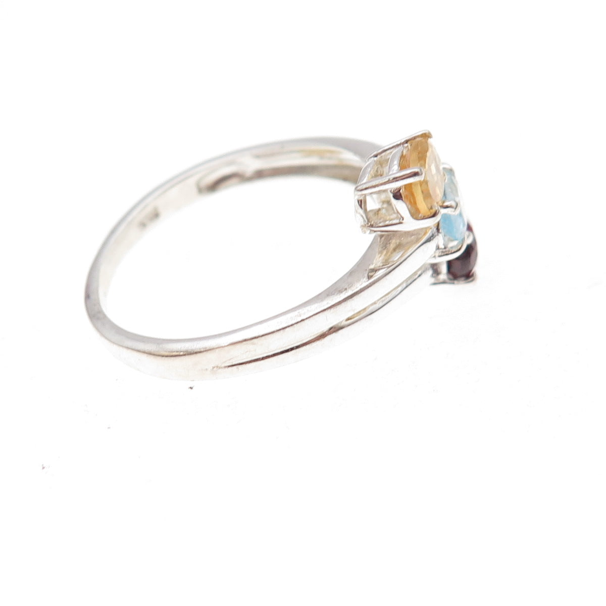 Chuck Clemency 925 Sterling Silver Real Blue Topaz Citrine Garnet Ring Size 8