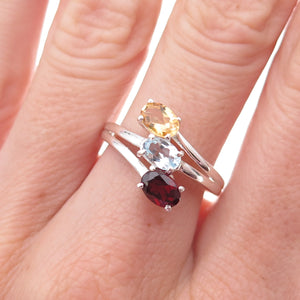 Chuck Clemency 925 Sterling Silver Real Blue Topaz Citrine Garnet Ring Size 8