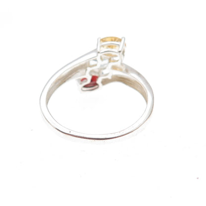 Chuck Clemency 925 Sterling Silver Real Blue Topaz Citrine Garnet Ring Size 8
