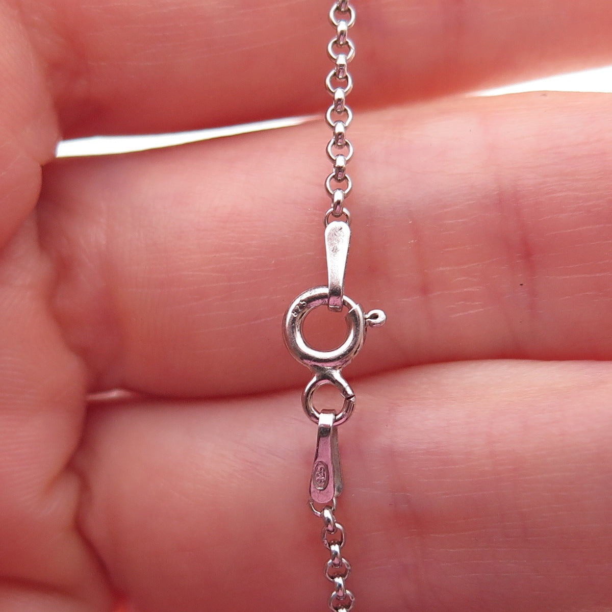 925 Sterling Silver Enamel Amethyst Blue Topaz & Citrine Rolo Chain Necklace 18"