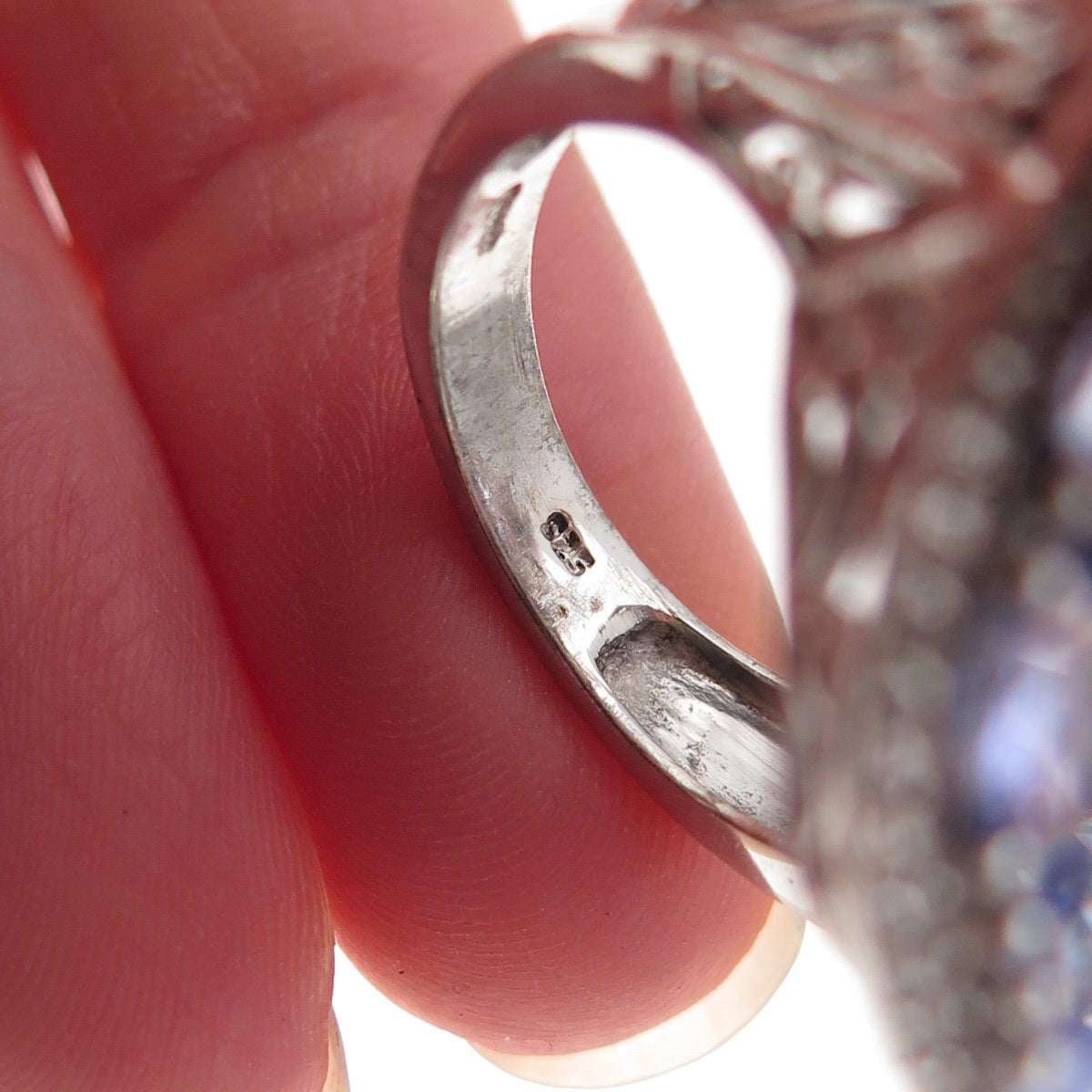 Chuck Clemency 925 Sterling Silver Real Tanzanite & White Topaz Ring Size 8.25
