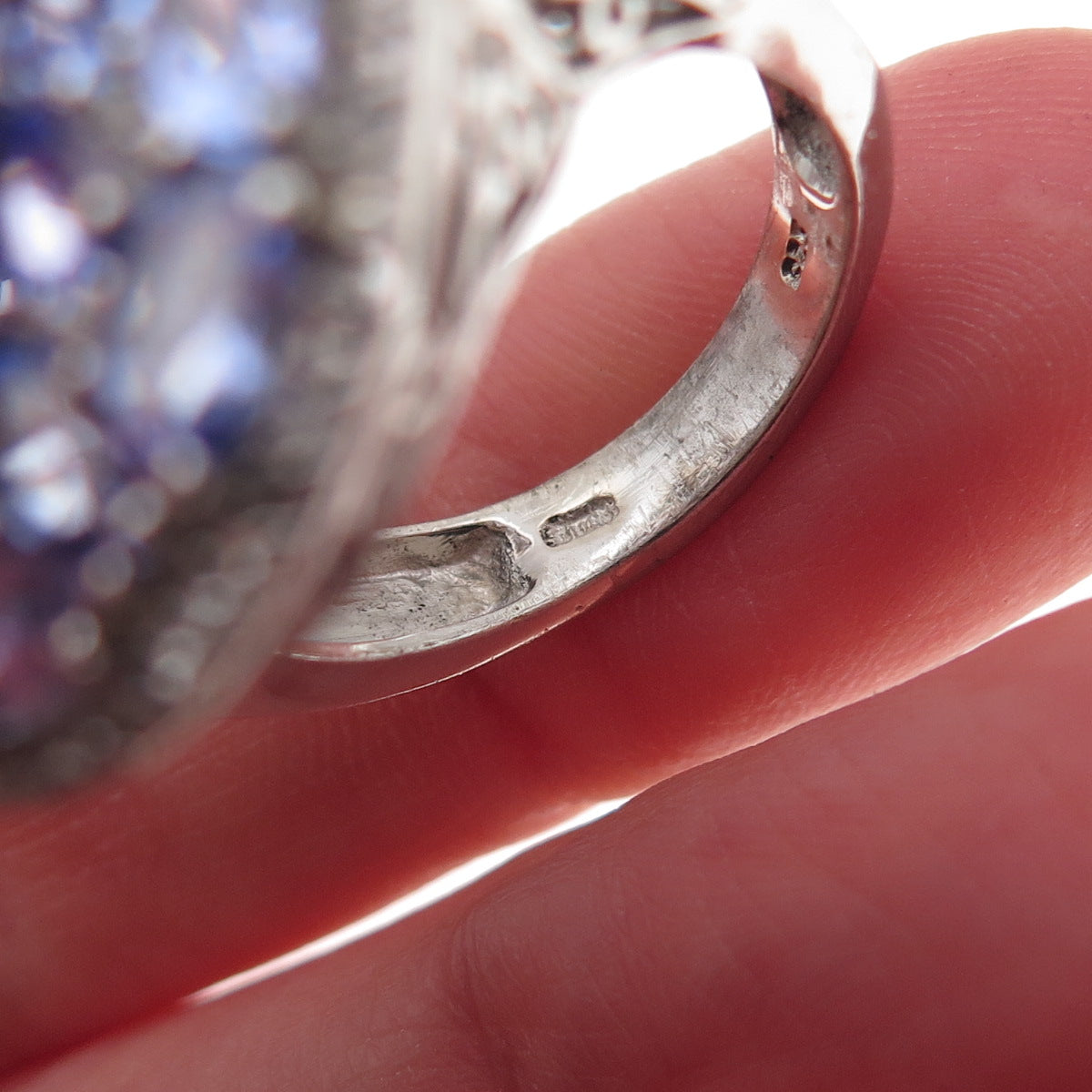 Chuck Clemency 925 Sterling Silver Real Tanzanite & White Topaz Ring Size 8.25