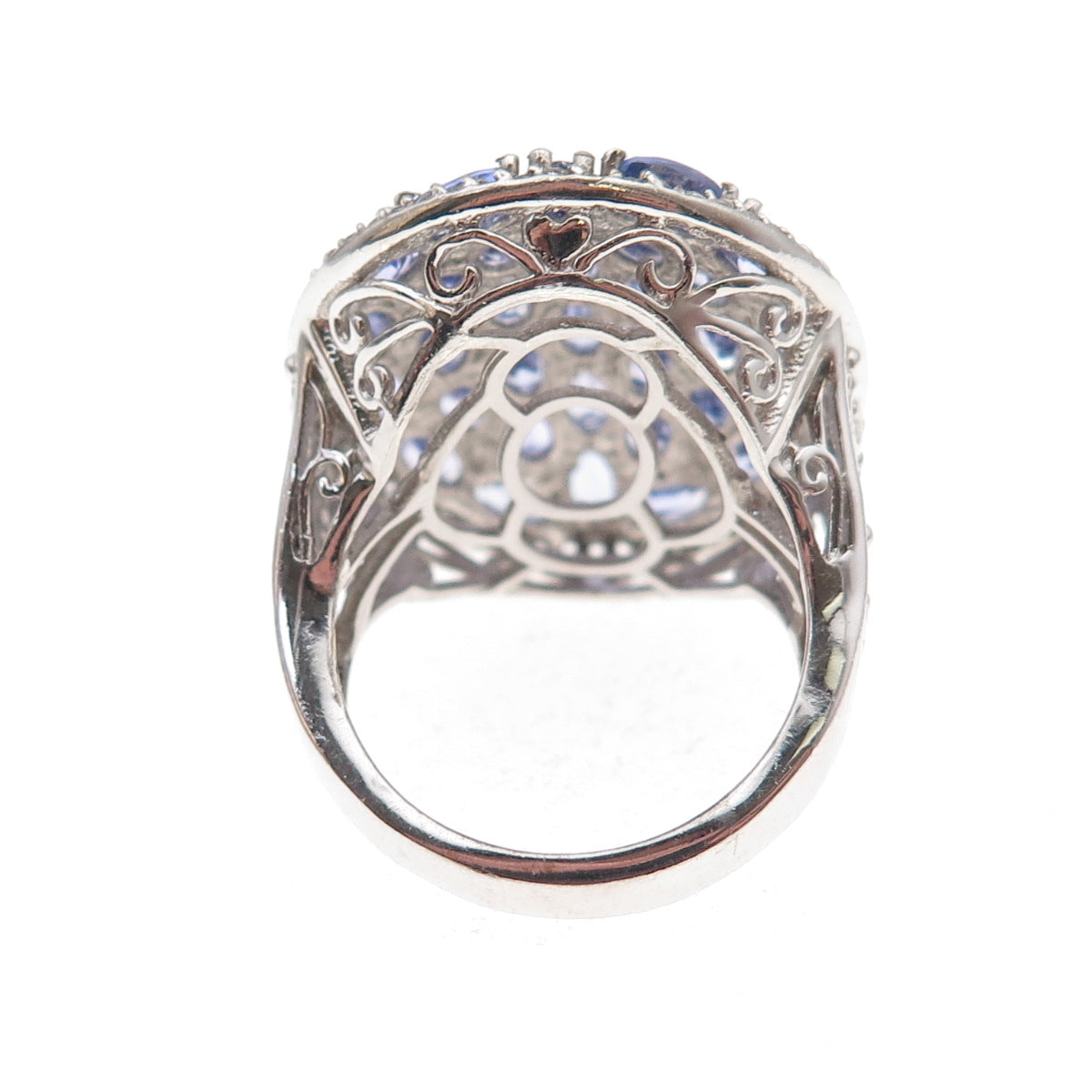 Chuck Clemency 925 Sterling Silver Real Tanzanite & White Topaz Ring Size 8.25