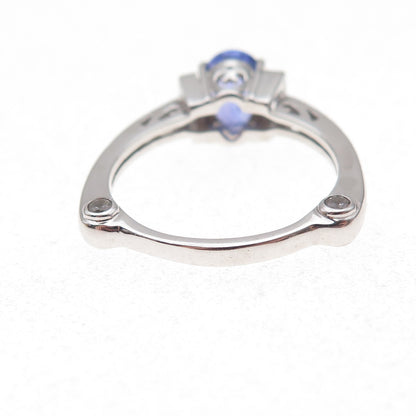 925 Sterling Silver Real Tanzanite & White Topaz Ring Size 8