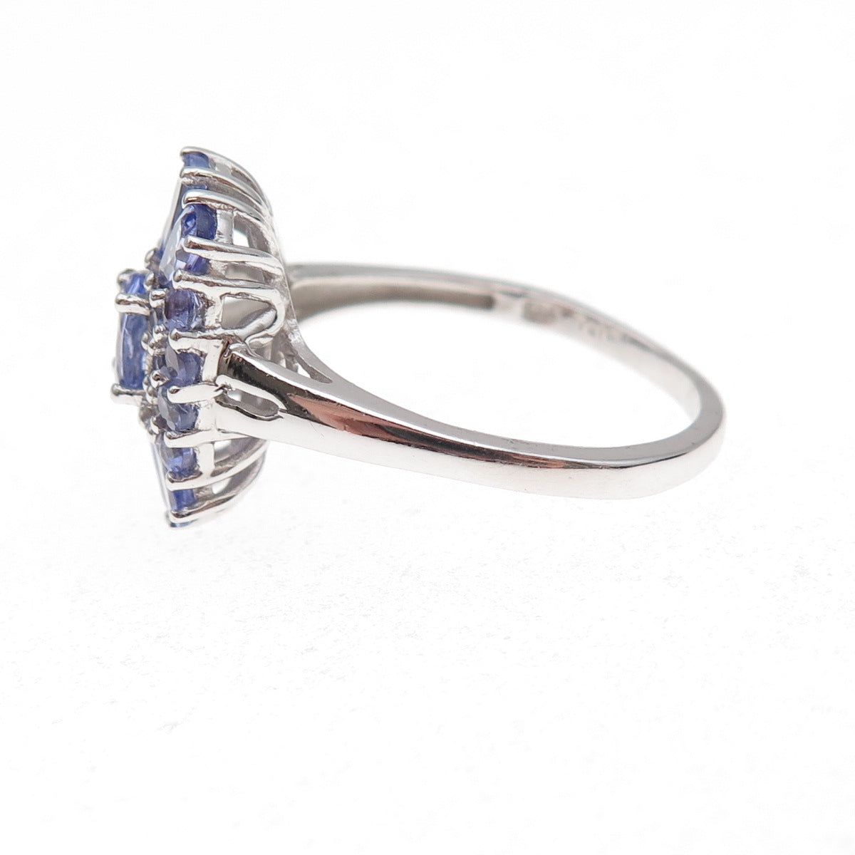 Chuck Clemency 925 Sterling Silver Real Tanzanite Cluster Ring Size 9.75