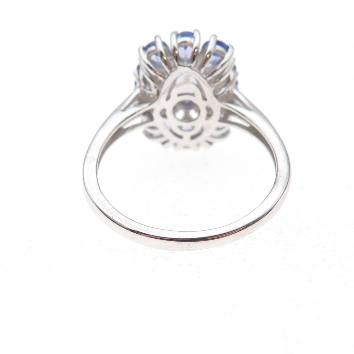 Chuck Clemency 925 Sterling Silver Real Tanzanite Cluster Ring Size 9.75