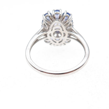 Chuck Clemency 925 Sterling Silver Real Tanzanite Cluster Ring Size 9.75