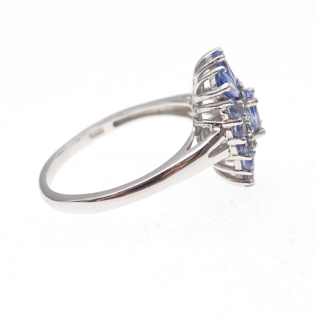 Chuck Clemency 925 Sterling Silver Real Tanzanite Cluster Ring Size 9.75