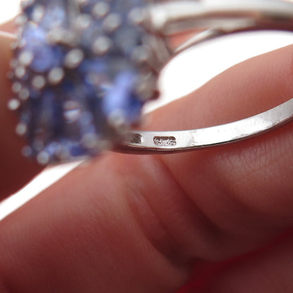 Chuck Clemency 925 Sterling Silver Real Tanzanite Cluster Ring Size 9.75