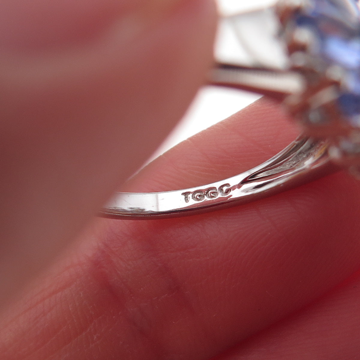 925 Sterling Silver Real Diamond & Tanzanite Floral Ring Size 8