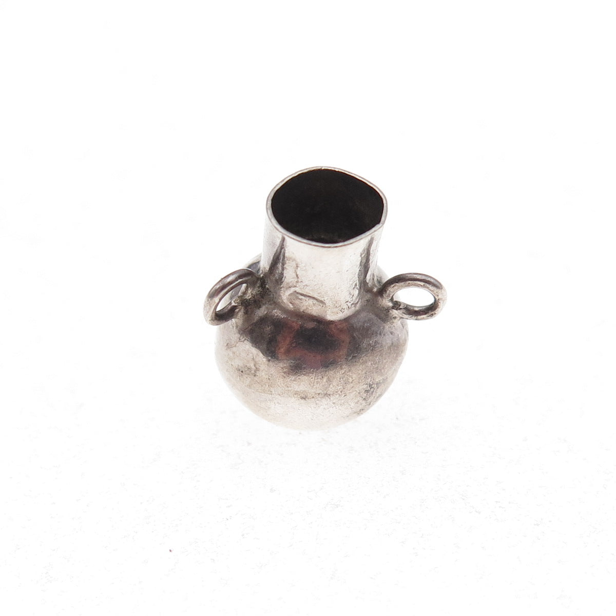 925 Sterling Silver Vintage Mexico Vase Oxidized 3D Charm Pendant