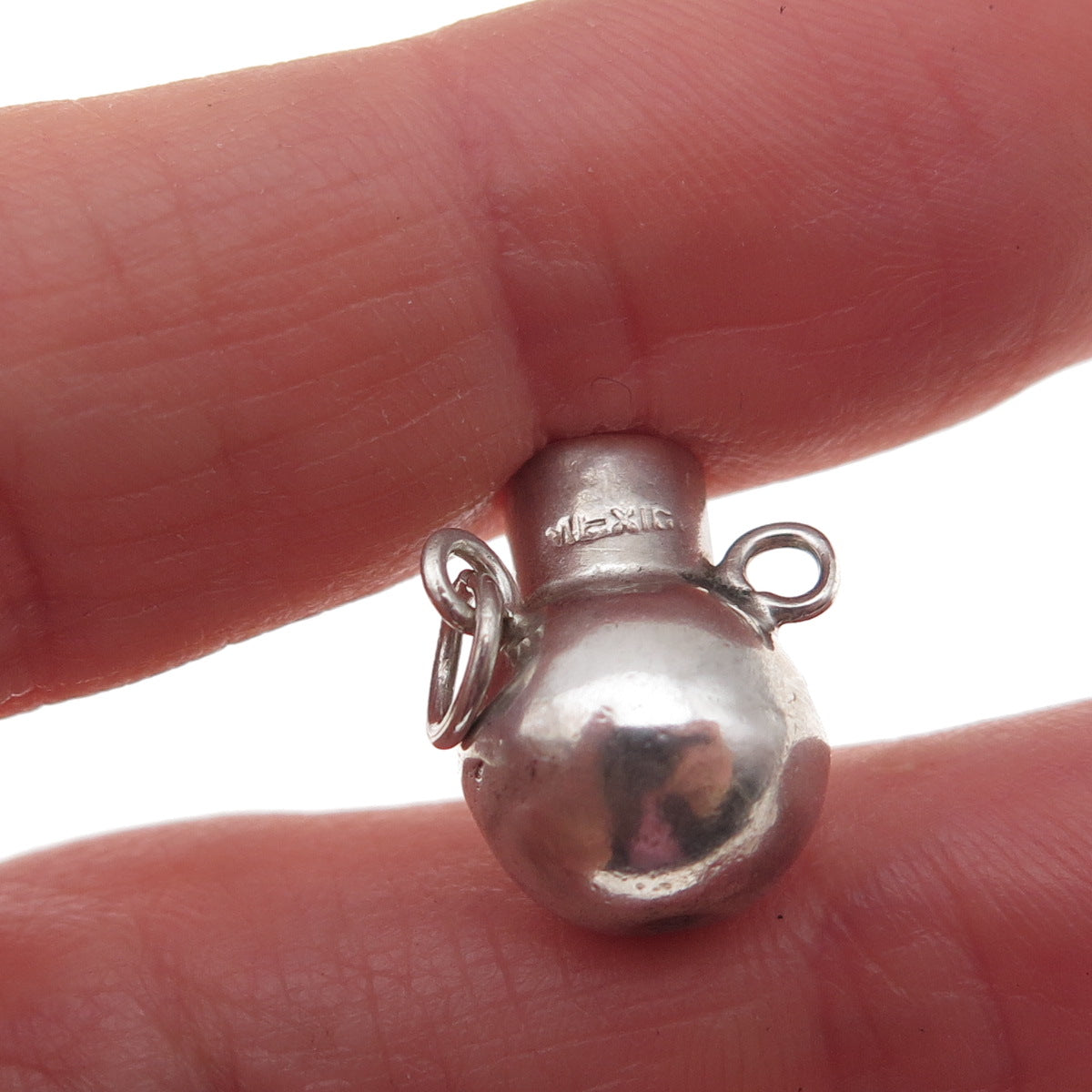 925 Sterling Silver Vintage Mexico Vase Oxidized 3D Charm Pendant