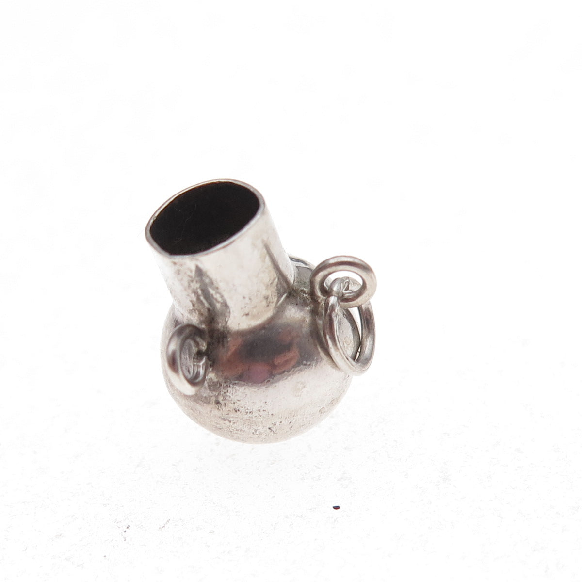 925 Sterling Silver Vintage Mexico Vase Oxidized 3D Charm Pendant