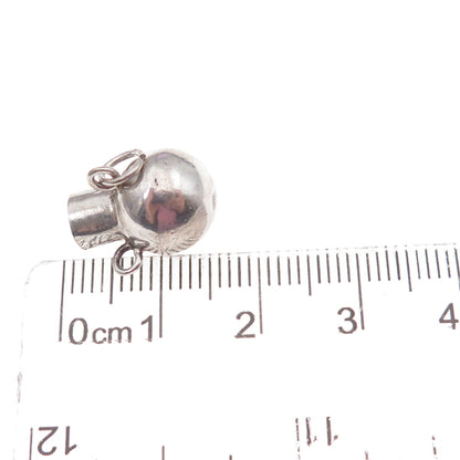 925 Sterling Silver Vintage Mexico Vase Oxidized 3D Charm Pendant