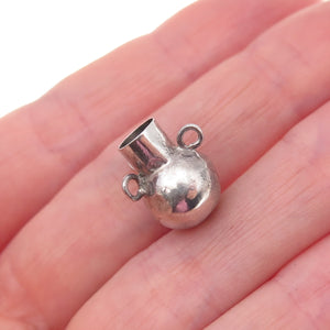 925 Sterling Silver Vintage Mexico Vase Oxidized 3D Charm Pendant