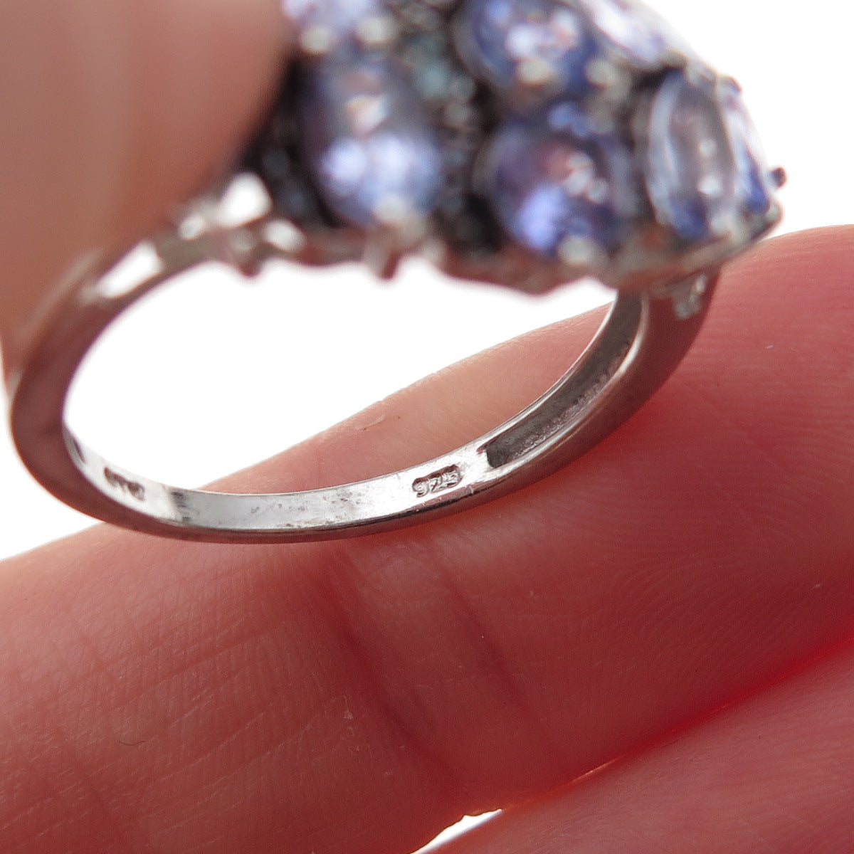Chuck Clemency 925 Sterling Silver Real Blue Diamond & Tanzanite Ring Size 8