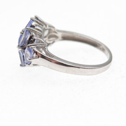 Chuck Clemency 925 Sterling Silver Real Blue Diamond & Tanzanite Ring Size 8