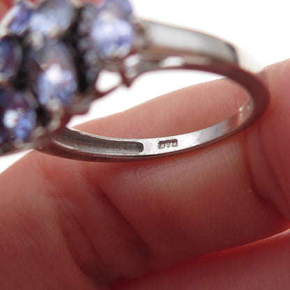 Chuck Clemency 925 Sterling Silver Real Blue Diamond & Tanzanite Ring Size 8