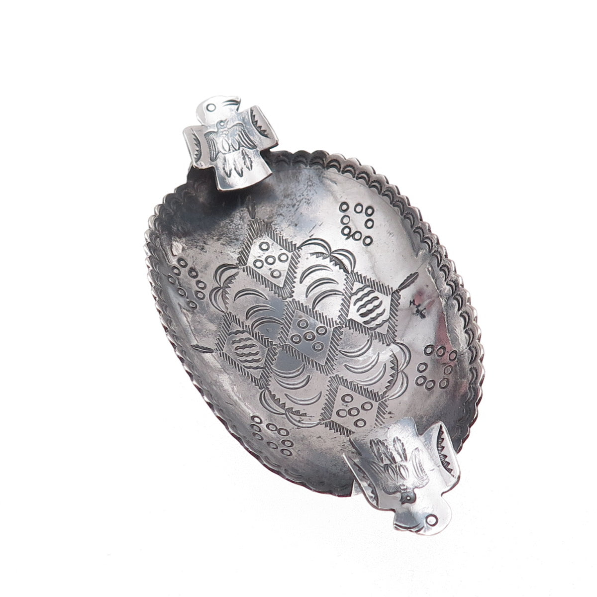 Old Pawn 925 Sterling Silver Vintage Southwestern Thunderbird Cigarette Ashtray