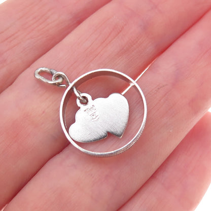 Wells 925 Sterling Silver Antique Art Deco You & Me Heart Charm Pendant