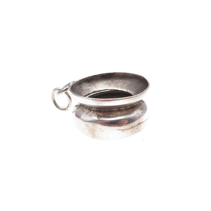 925 Sterling Silver Antique Art Deco Chamber Pot Oxidized 3D Charm Pendant