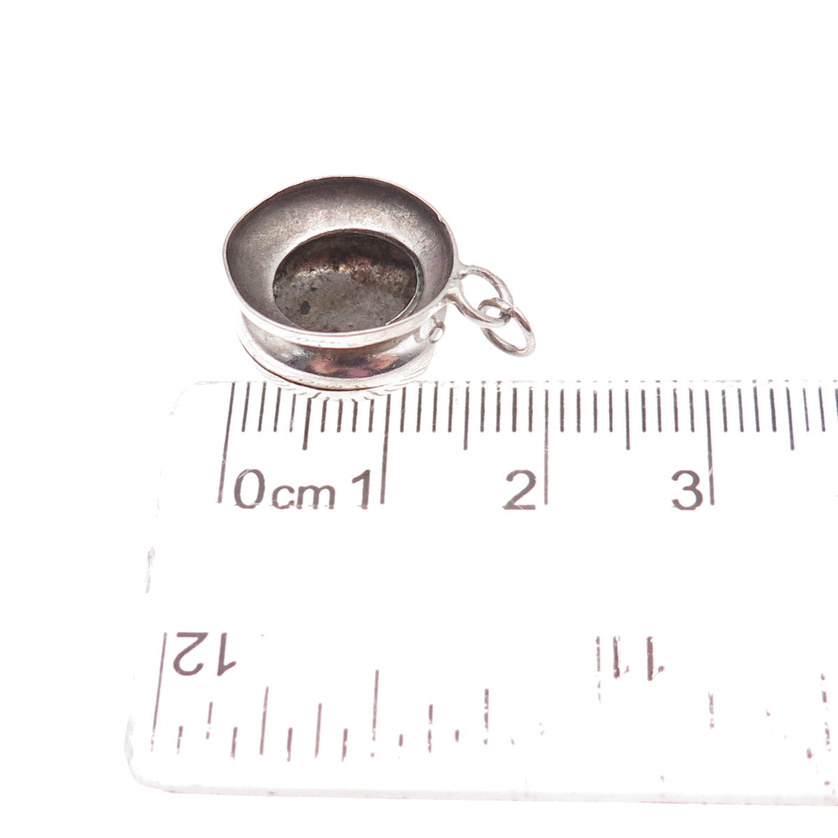 925 Sterling Silver Antique Art Deco Chamber Pot Oxidized 3D Charm Pendant