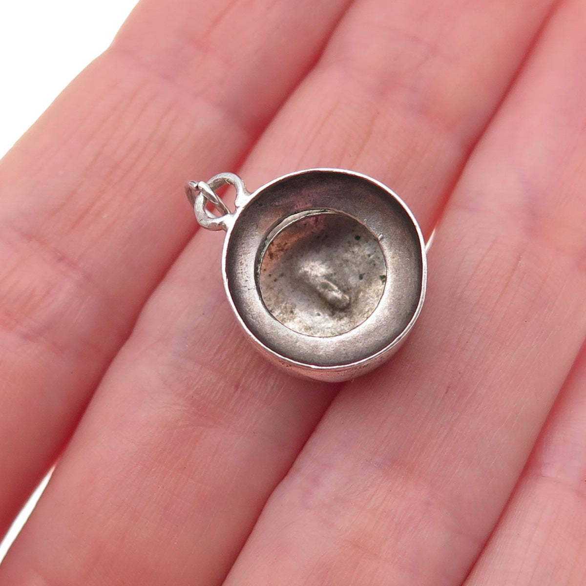 925 Sterling Silver Antique Art Deco Chamber Pot Oxidized 3D Charm Pendant