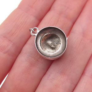 925 Sterling Silver Antique Art Deco Chamber Pot Oxidized 3D Charm Pendant