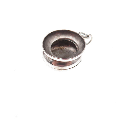 925 Sterling Silver Antique Art Deco Chamber Pot Oxidized 3D Charm Pendant