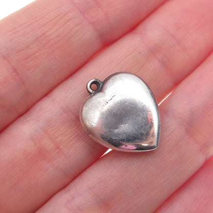 925 Sterling Silver Antique Art Deco I Love You Floral Heart Chatelaine Pendant