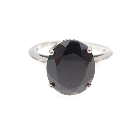 Chuck Clemency 925 Sterling Silver Vintage Real Black Spinel Ring Size 7