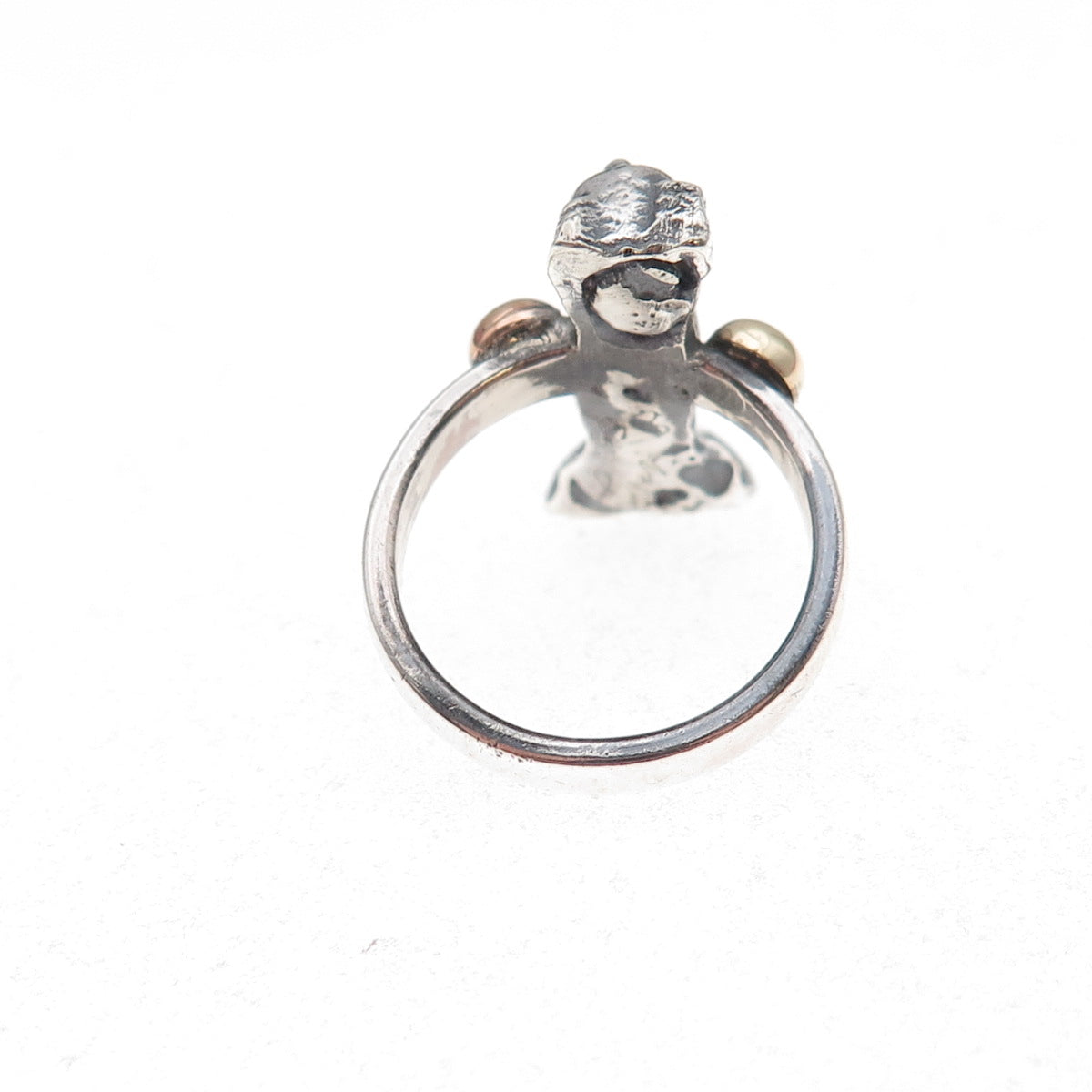 Louis Booth 925 Sterling Silver 2-Tone Vintage Cat Oxidized Ring Size 6.25