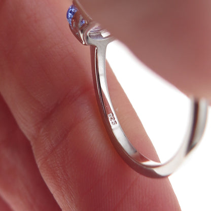 925 Sterling Silver Real Oval-Cut Tanzanite Ring Size 8