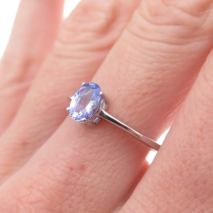 925 Sterling Silver Real Oval-Cut Tanzanite Ring Size 8