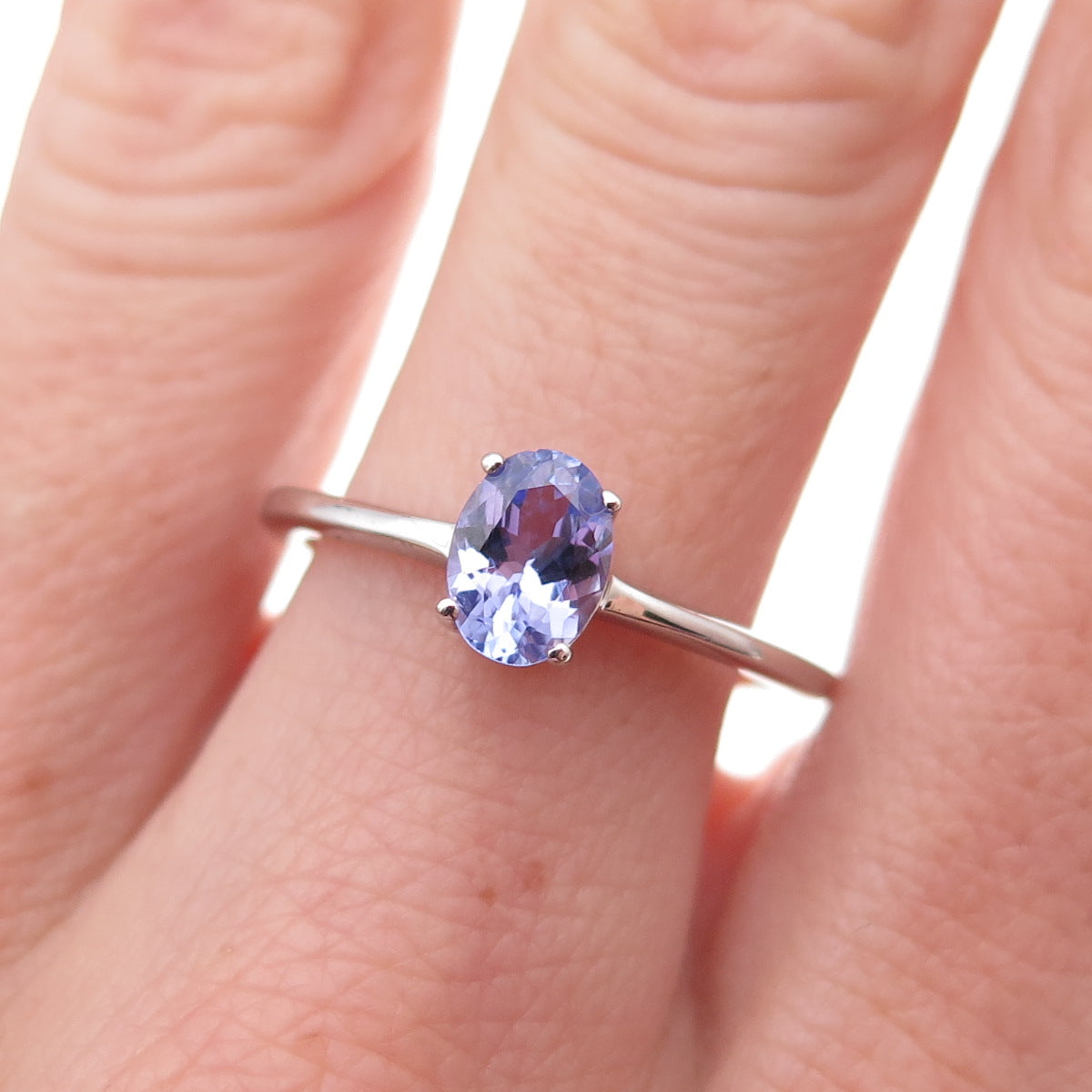 925 Sterling Silver Real Oval-Cut Tanzanite Ring Size 8