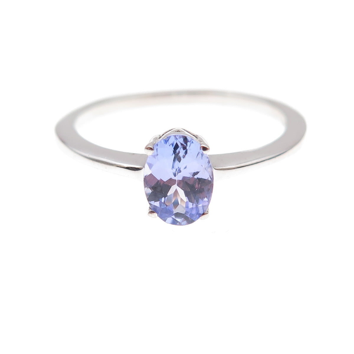 925 Sterling Silver Real Oval-Cut Tanzanite Ring Size 8