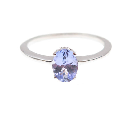 925 Sterling Silver Real Oval-Cut Tanzanite Ring Size 8