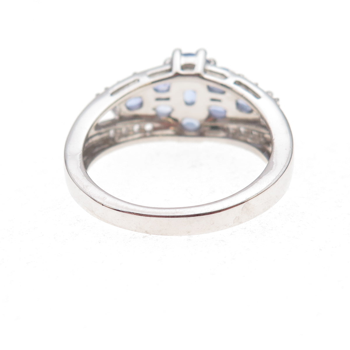 925 Sterling Silver Real Tanzanite & White Topaz Ring Size 8