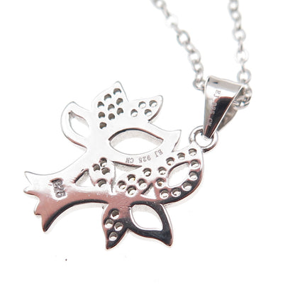 925 Sterling Silver Round-Cut C Z Tree of Life Cable Chain Necklace 18"